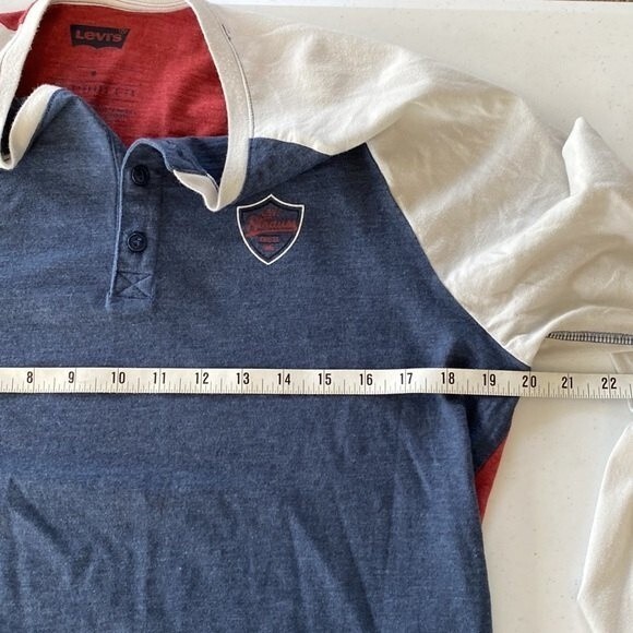 Levi's Long Sleeve Crew Neck Henley Tee Cotton Blend Color Block Lightweight - Picture 5 of 10